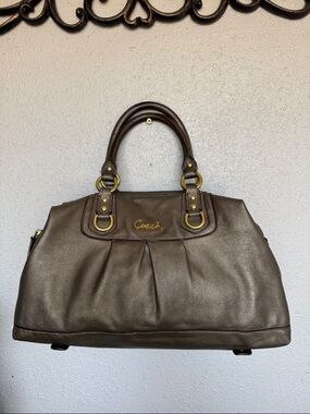 COACH Ashley Metallic Leather Bag Gold Hardware